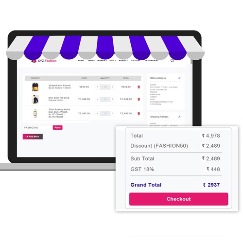 Integrated Cart with Auto Calculation & Validation of Discounts, Taxes & Shipping