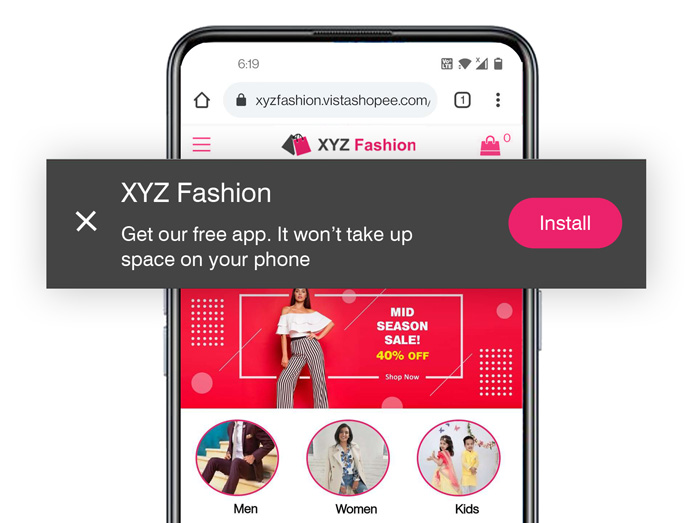 XYZ Fashion Progressive web app by VistaShopee - Ecommerce Platform